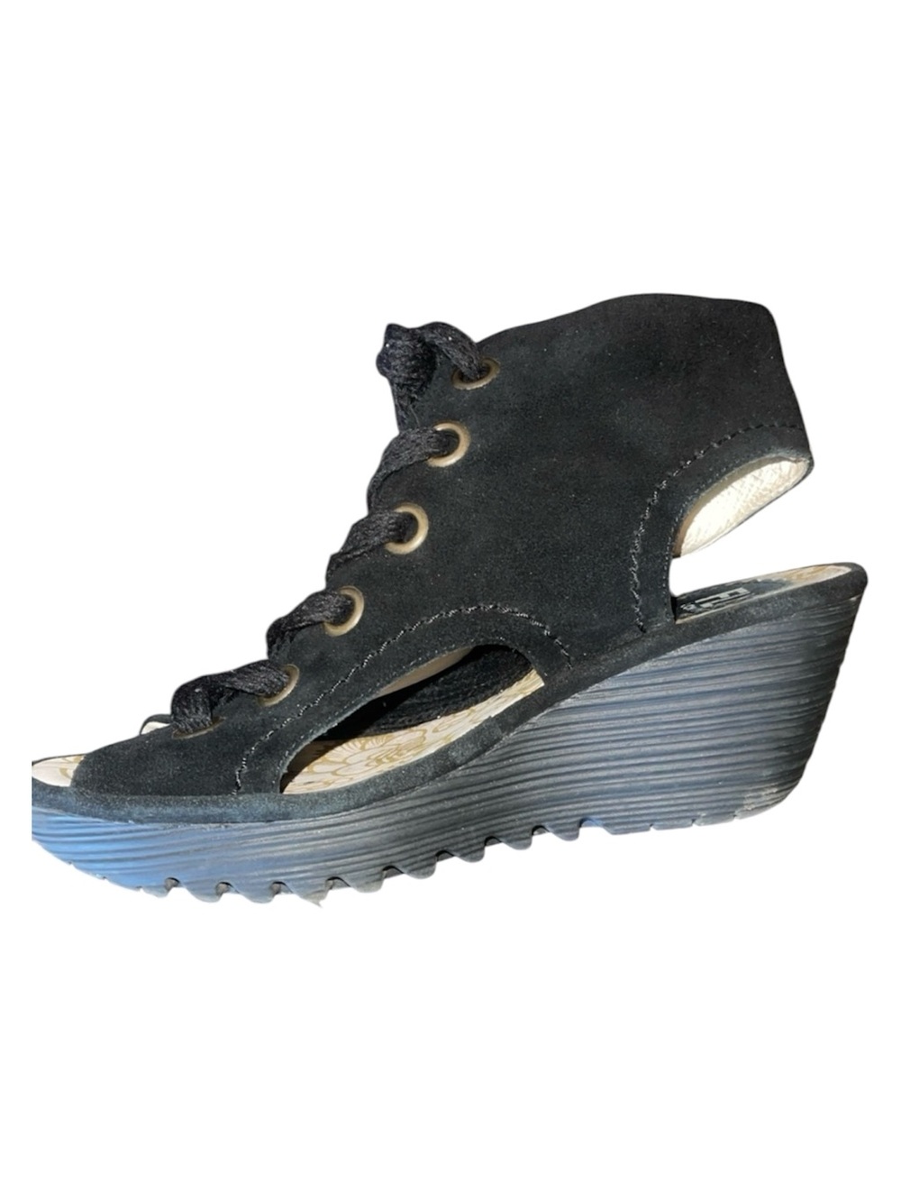FLY London black suede gladiator sandal
